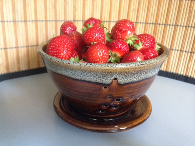 Pottery Berry Bowl in tenmoku