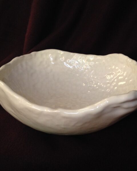 White hand built bowl