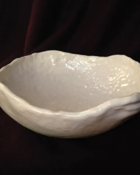 White hand built bowl