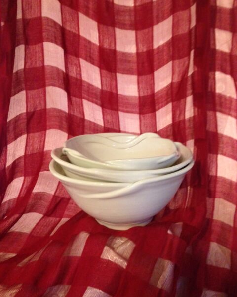 Three white bowls