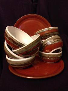 Tomato red plates and bowls