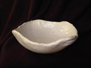 White hand built bowl