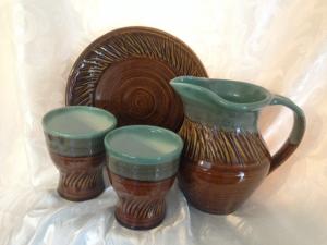 Summer beverage set in tenmoku and green